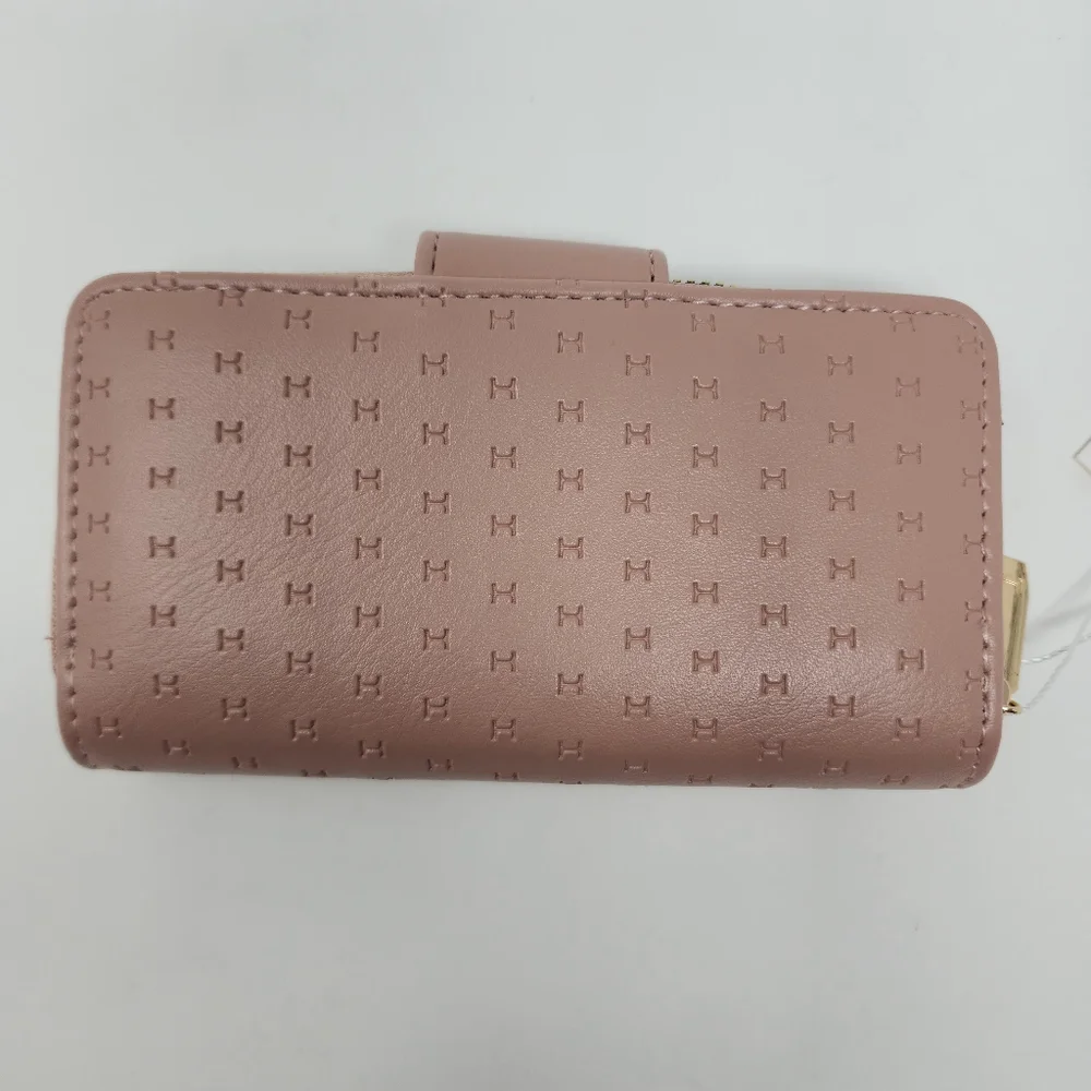 Halston Rose Gold Logo Zip Around and Button Wallet